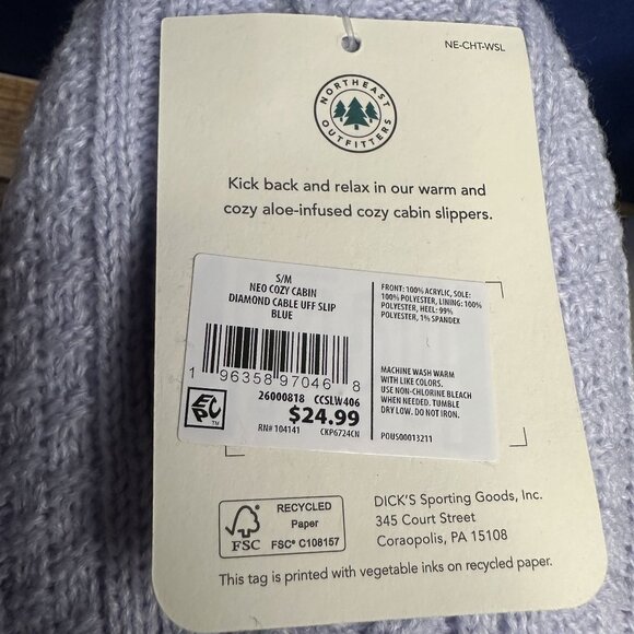 NWT Northeast Outfitters Women's Cozy Cabin Slippers Size S/M (Diamond Blue) - Picture 7 of 9